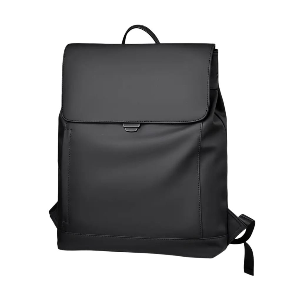 Soft Black PU Leather Laptop Backpack