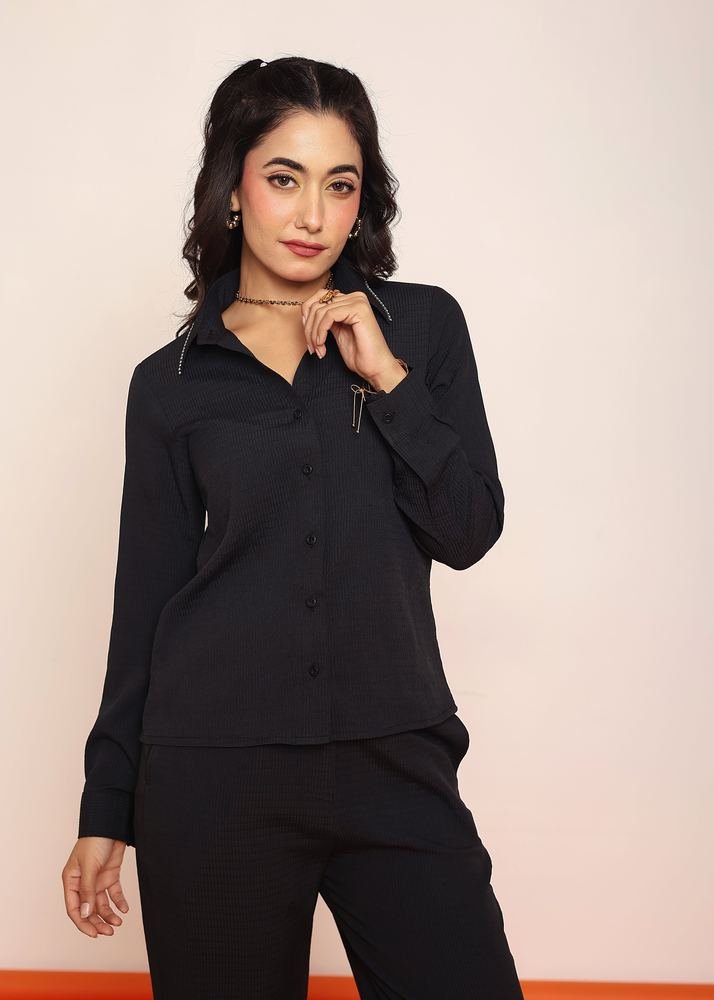Detailed rhinestone shirt with pant photo 5