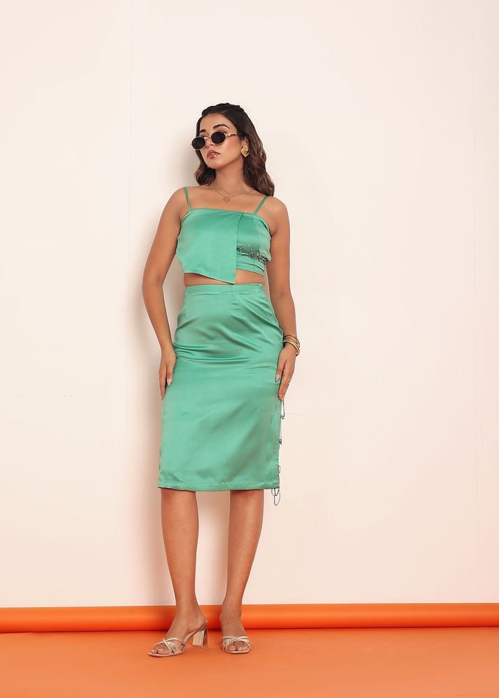 Green rhinestone co-ord set