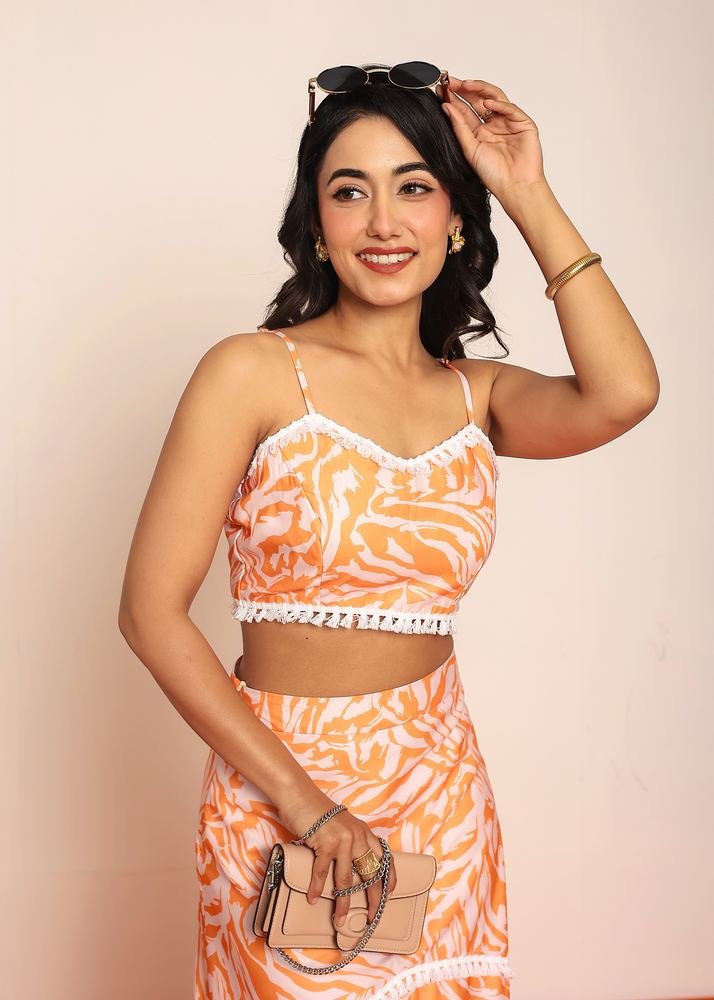 Printed tube top with detailed skirt photo 5