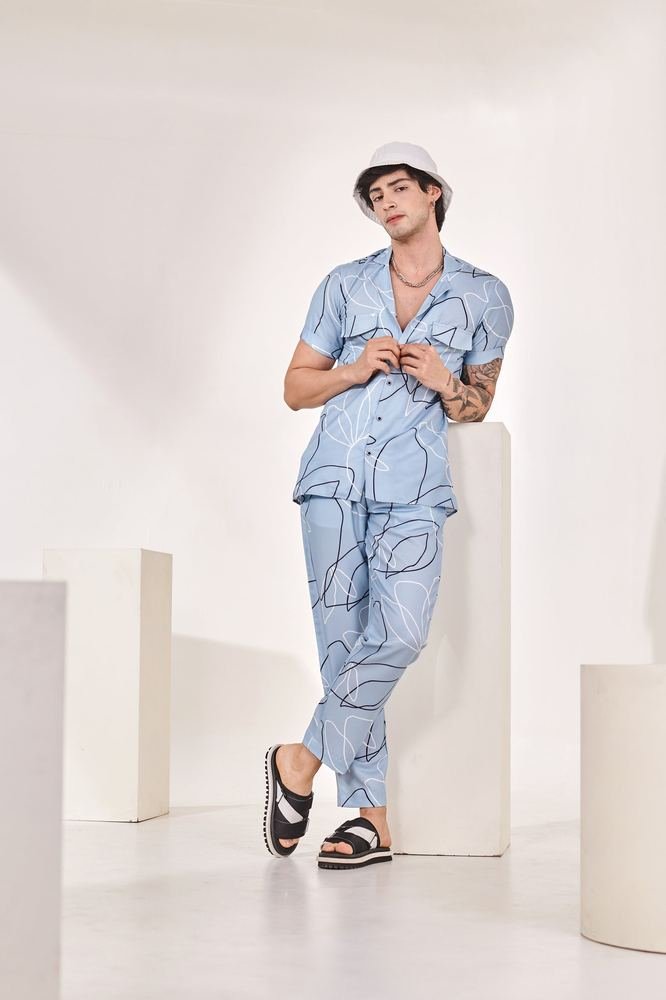 Abstract Blue Print Co-ord Set photo 2