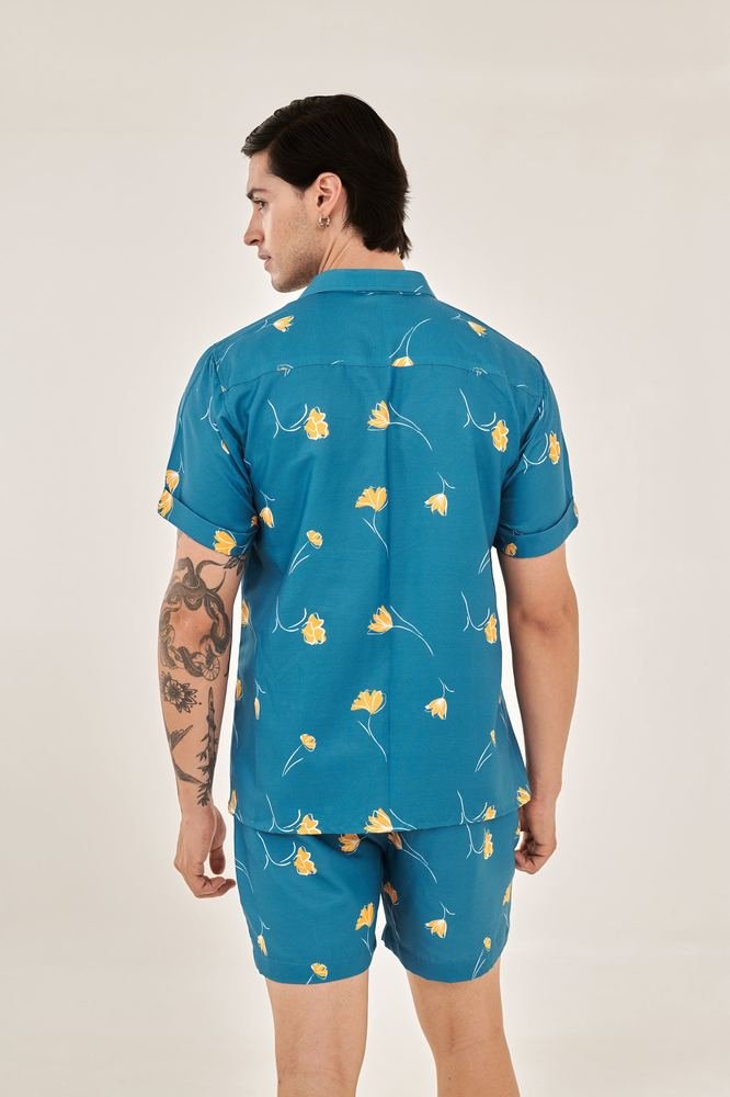 Denim Blue Floral Print Co-ord Set photo 3