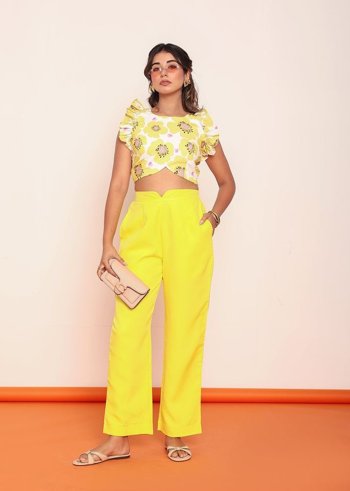 Solid bright yellow pant photo 4