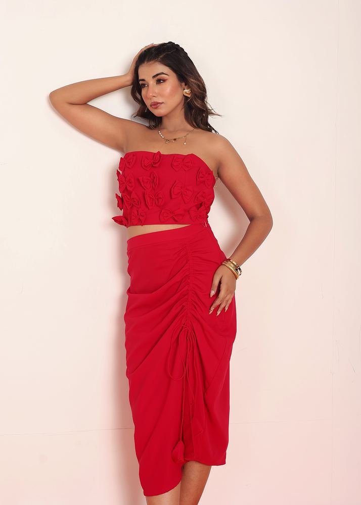 Hot Red bow tube top photo 3
