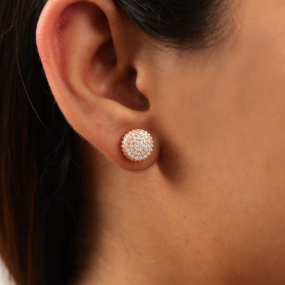 Rose Gold Zircon Stud Earrings